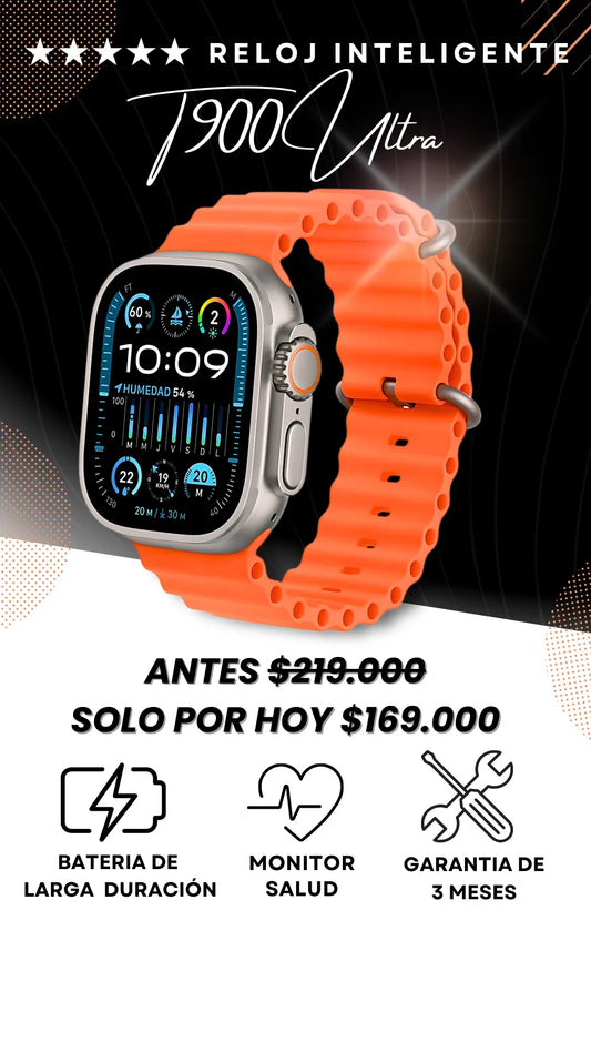 Reloj Inteligente T900 Ultra + Audifonos Profesionales
